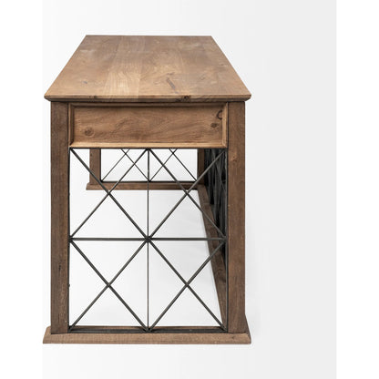 Eldorado Office Desk by Mercana in brown. Made from mango wood in a cottage & farmhouse style.