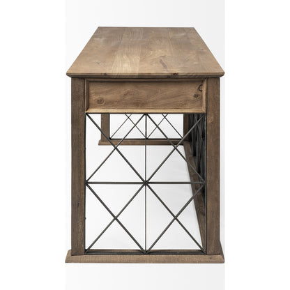 Eldorado Office Desk by Mercana in brown. Made from mango wood in a cottage & farmhouse style.