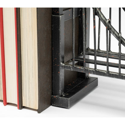 Suspension Wrought Iron Suspension Bridge Bookends Set of Two by Mercana in brown. Made from unique in a traditional style.