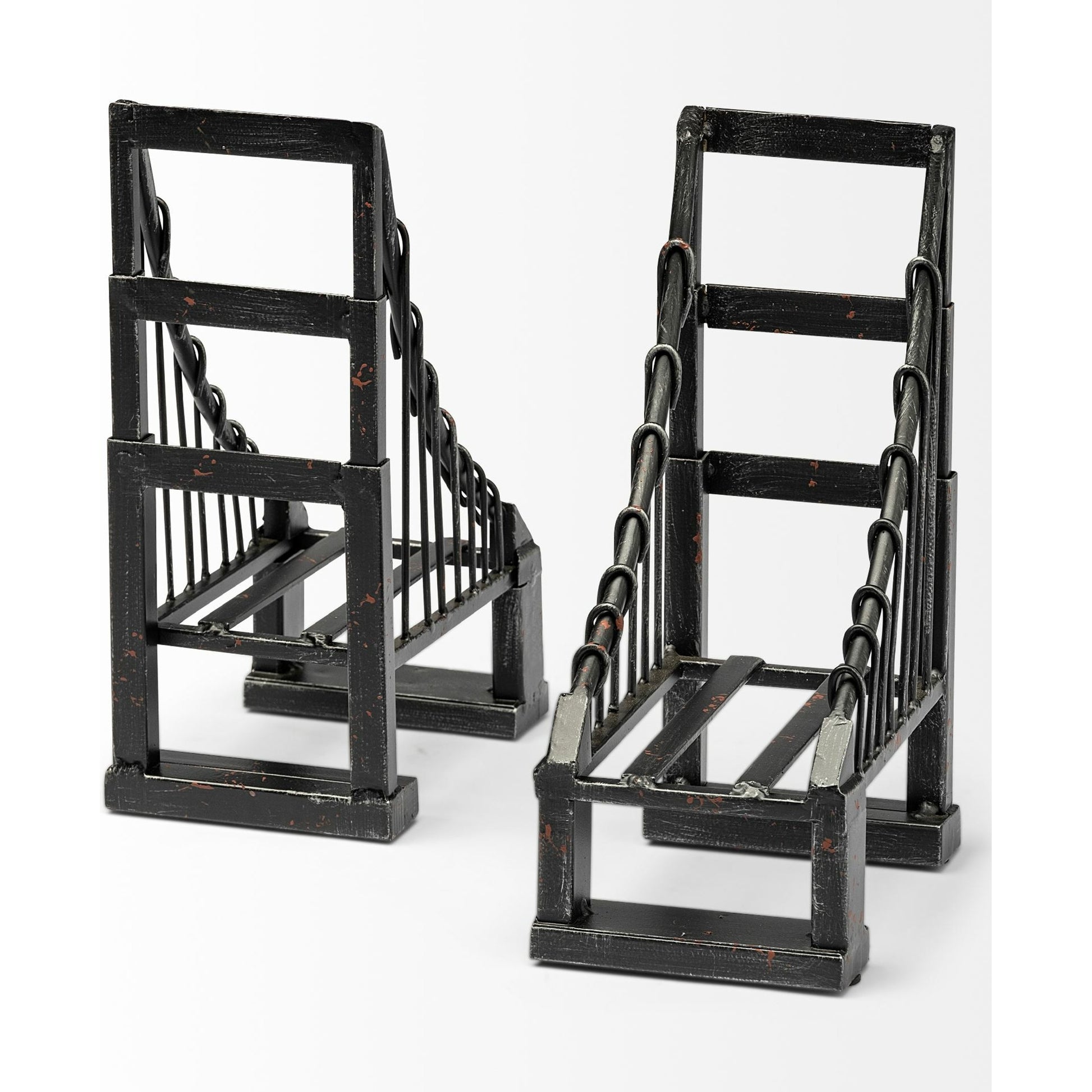 Suspension Wrought Iron Suspension Bridge Bookends Set of Two by Mercana in brown. Made from unique in a traditional style.