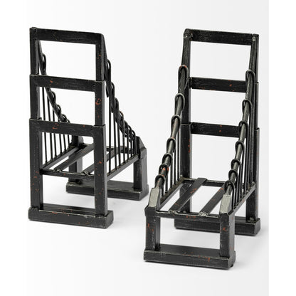 Suspension Wrought Iron Suspension Bridge Bookends Set of Two by Mercana in brown. Made from unique in a traditional style.