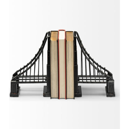 Suspension Wrought Iron Suspension Bridge Bookends Set of Two by Mercana in brown. Made from unique in a traditional style.