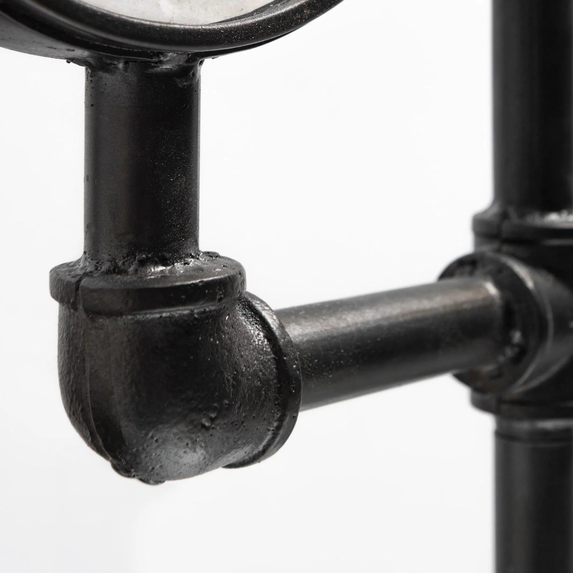 Trifect Iron Pipe Three Face Floor Clock by Mercana in black. Made from metal in a modern style.