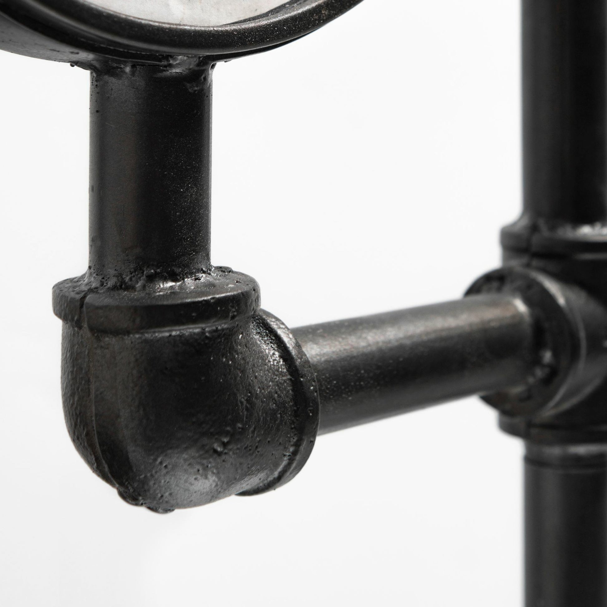 Trifect Iron Pipe Three Face Floor Clock by Mercana in black. Made from metal in a modern style.