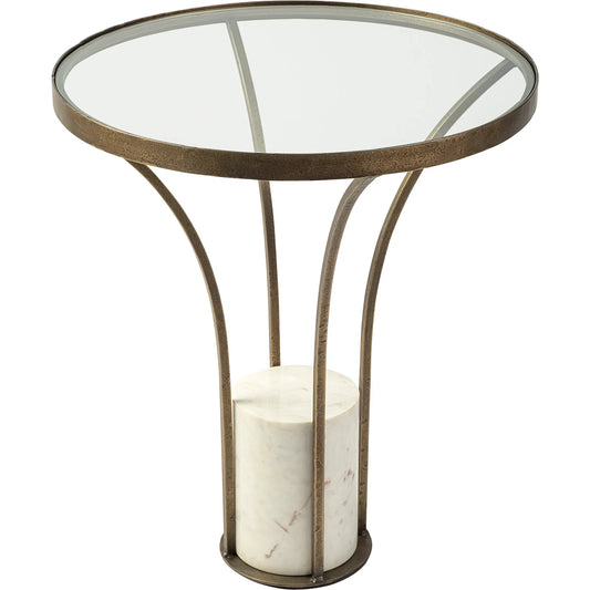 Jacinta End/Side Table by Mercana in antiqued gold. Made from unique in a modern style.
