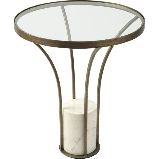Jacinta End/Side Table by Mercana in antiqued gold. Made from unique in a modern style.