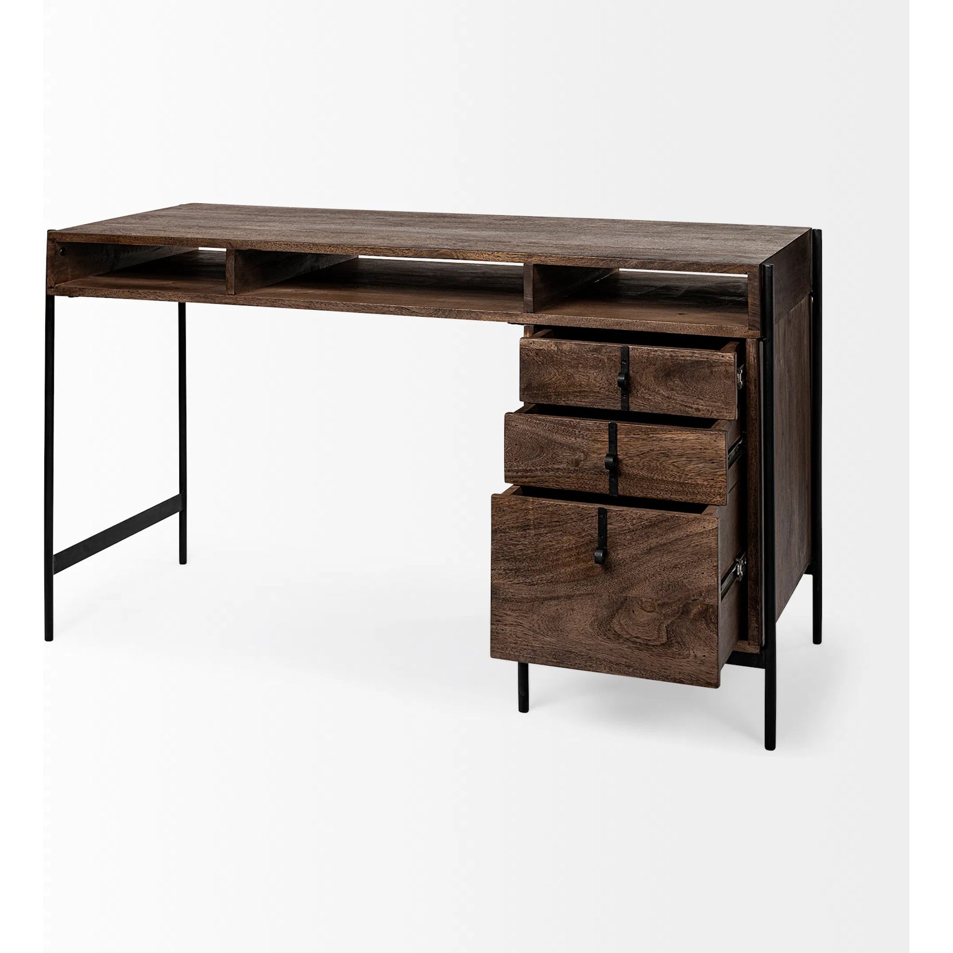 Glenn Office Desk by Mercana in dark brown. Made from unique in a modern style.