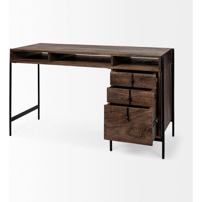Glenn Office Desk by Mercana in dark brown. Made from unique in a modern style.