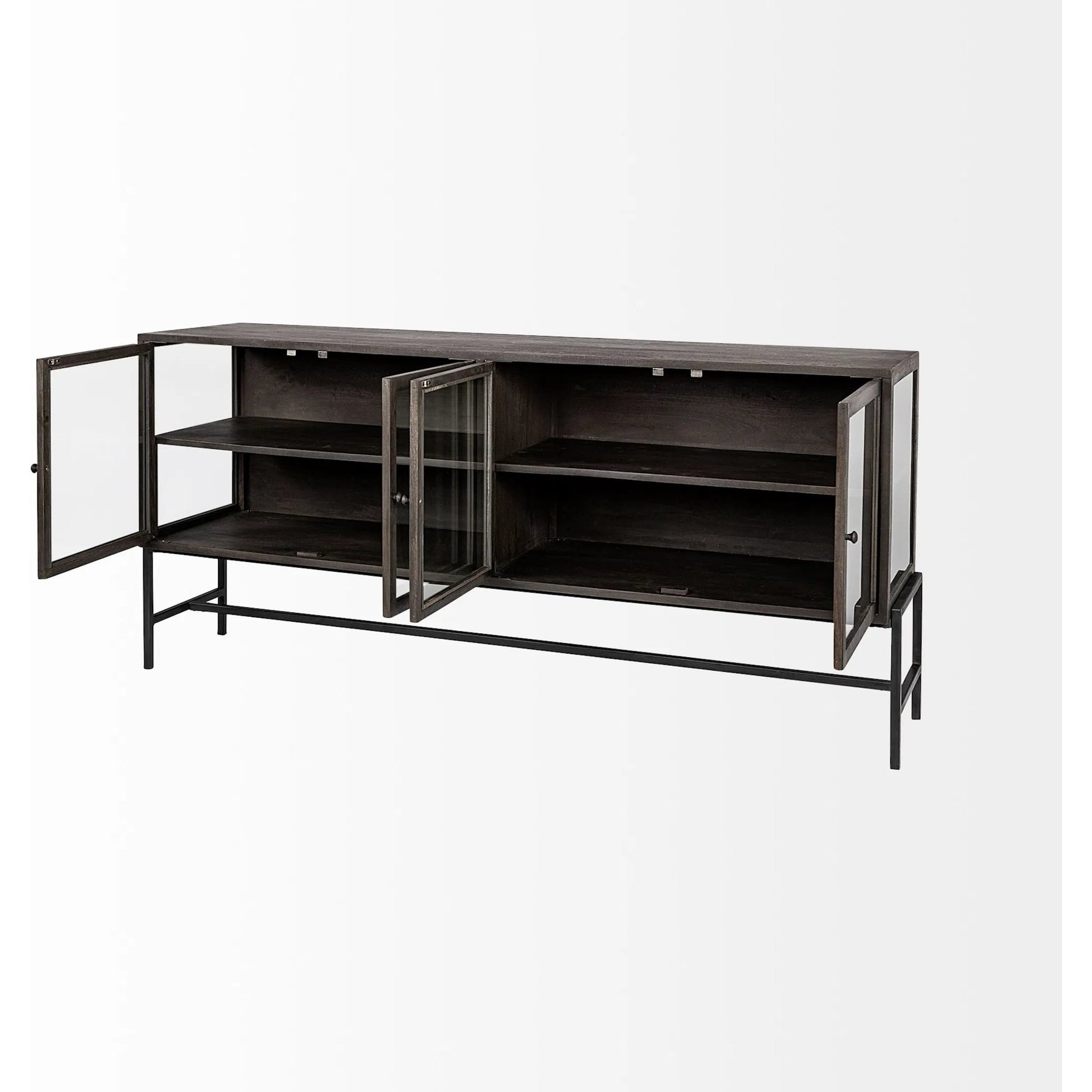 Arelius Sideboard by Mercana. Made from glass, solid wood, steel in a modern style.