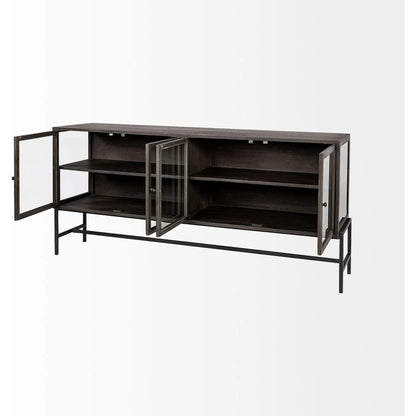 Arelius Sideboard by Mercana. Made from glass, solid wood, steel in a modern style.