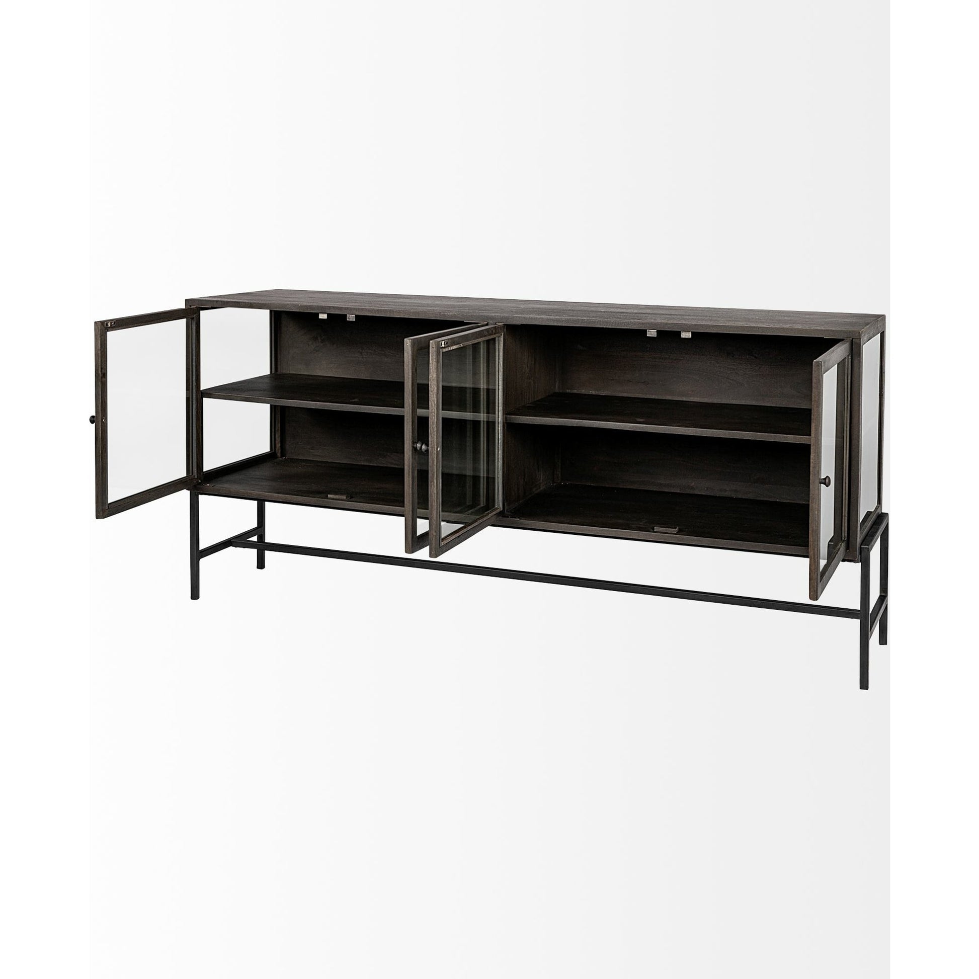 Arelius Sideboard by Mercana. Made from glass, solid wood, steel in a modern style.