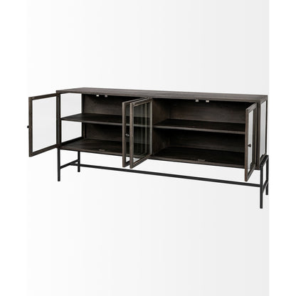 Arelius Sideboard by Mercana. Made from glass, solid wood, steel in a modern style.