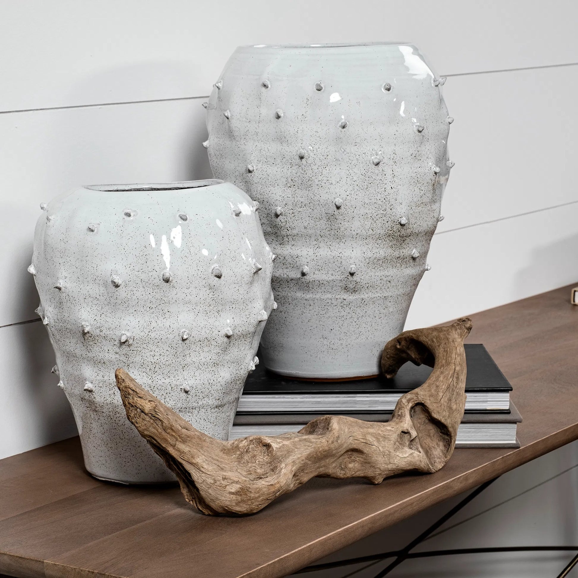 Julian Glossy Spoked Vase by Mercana in white. Made from unique in a eclectic & global style.