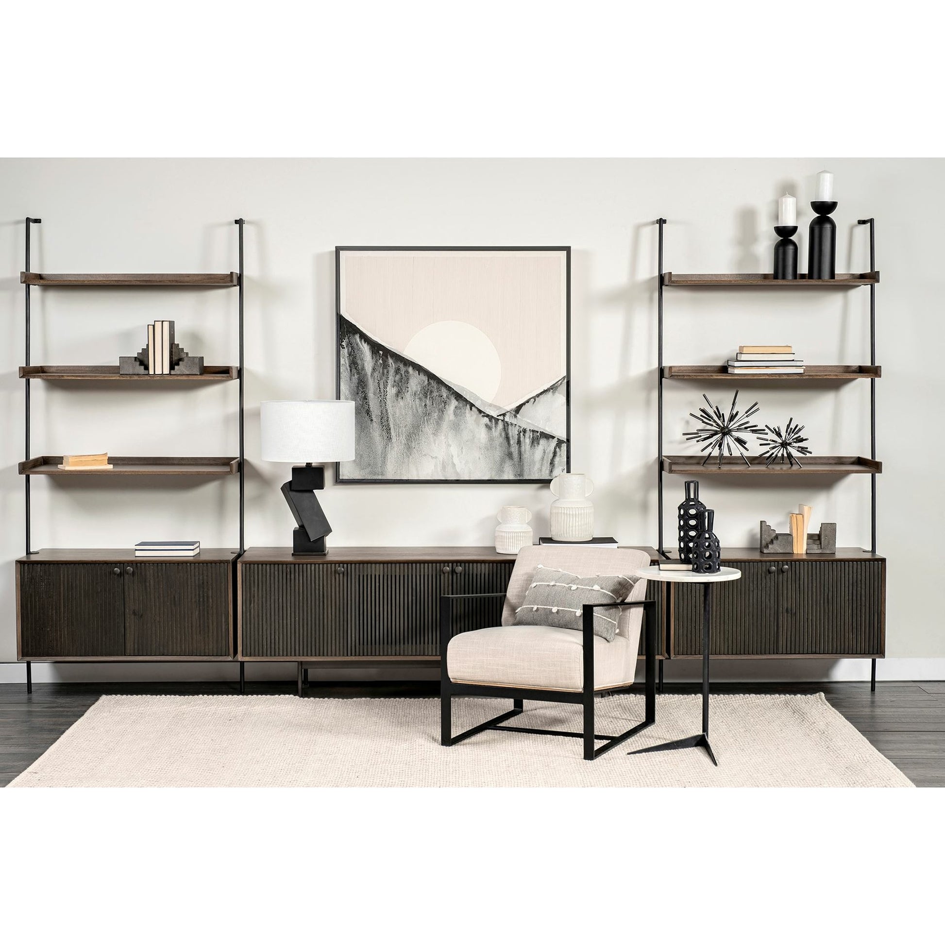 Grace Shelving Unit by Mercana in two-tone brown. Made from unique in a modern style.