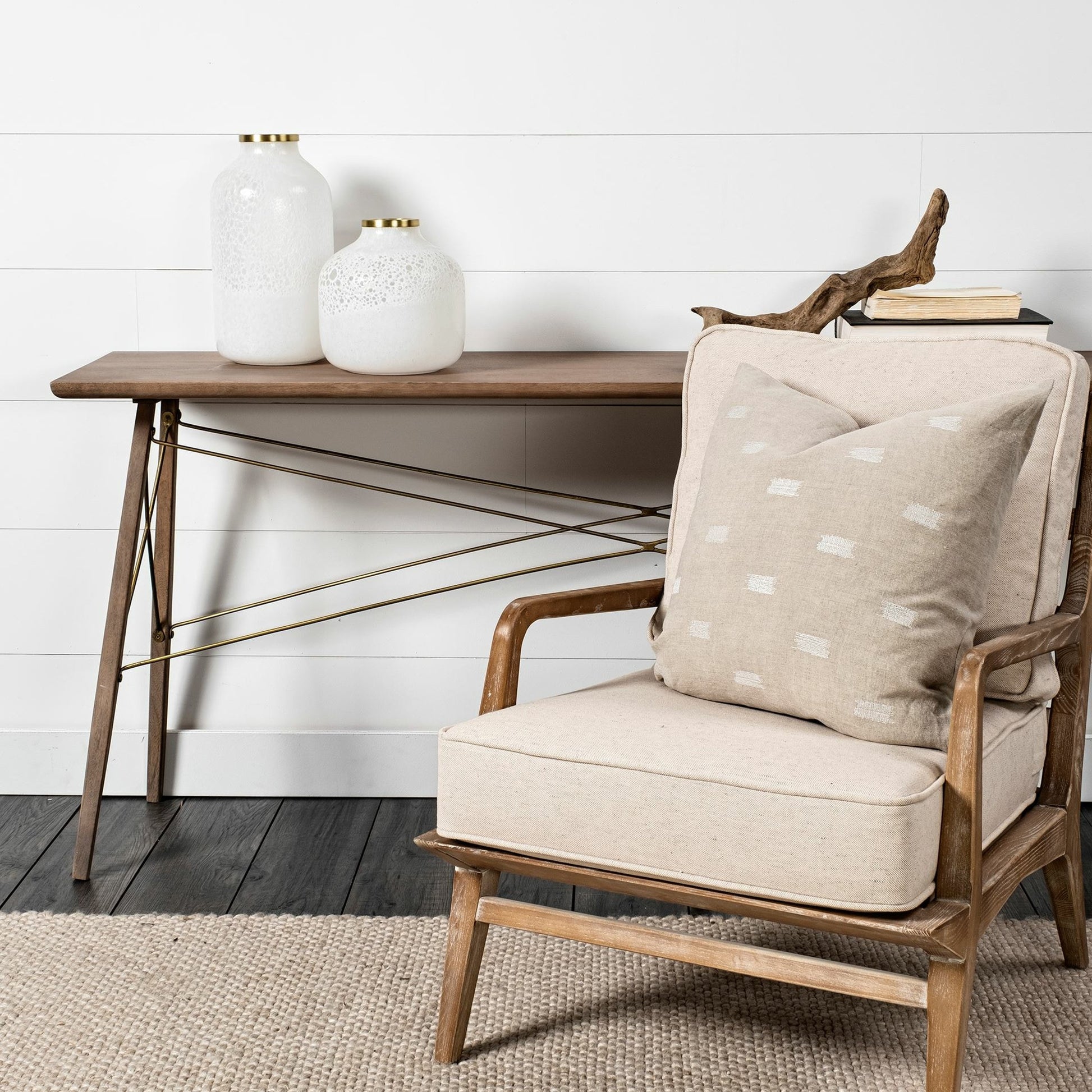 Pearl Gold Rim Glass Vase by Mercana in natural. Made from unique in a eclectic & global style.