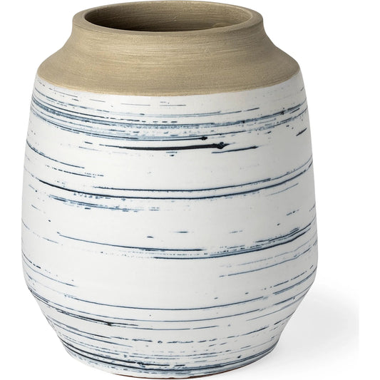 Sonnett Vase by Mercana in white, blue. Made from unique in a coastal style.