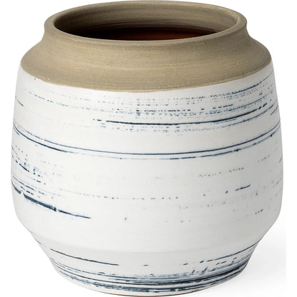 Sonnett Vase by Mercana in white, blue. Made from unique in a coastal style.