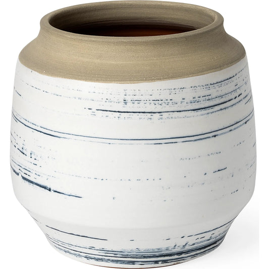 Sonnett Vase by Mercana in white, blue. Made from unique in a coastal style.
