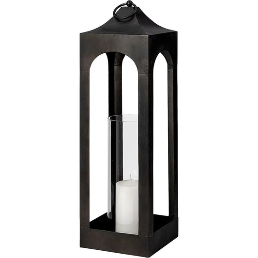 Ina Candle Holder Lantern by Mercana in charcoal. Made from unique in a modern style.