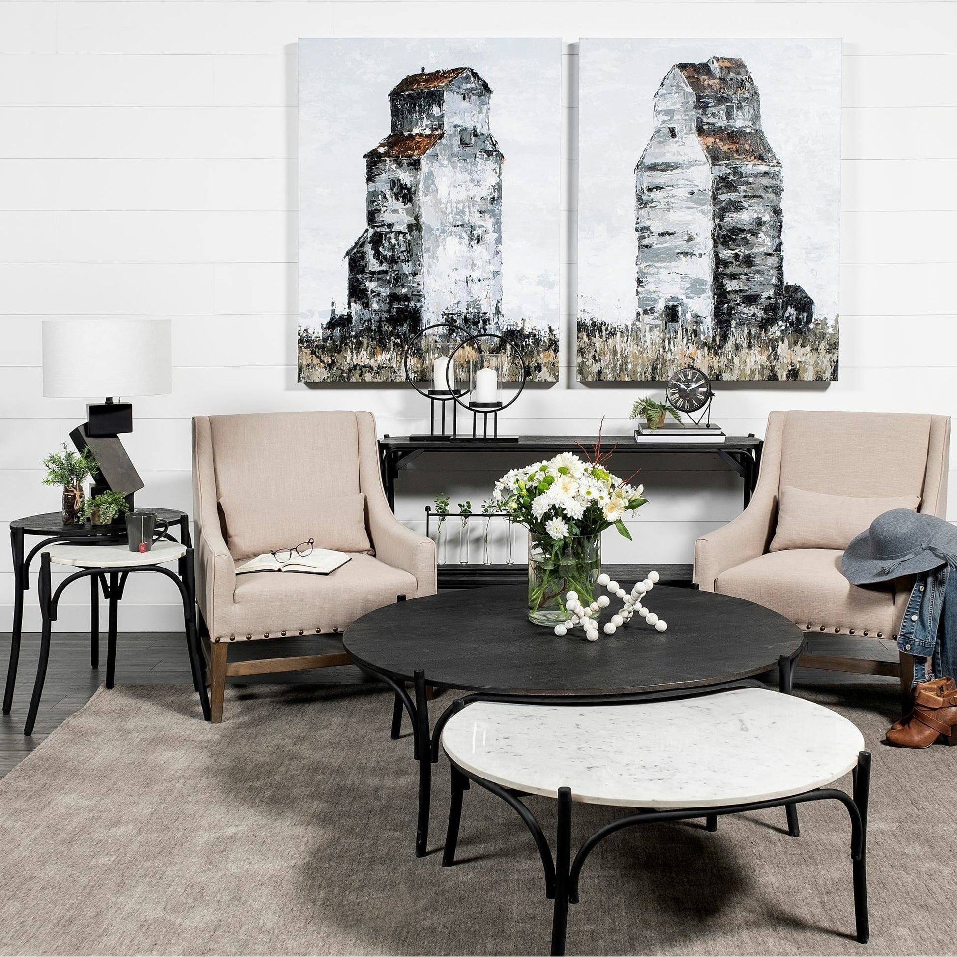 Etienne Table by Mercana in black wood, white marble. Made from unique in a eclectic & global style.
