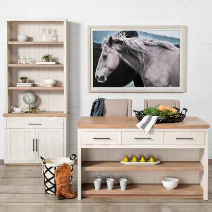 Fairview Kitchen Island by Mercana in natural, white. Made from unique in a cottage & farmhouse style.