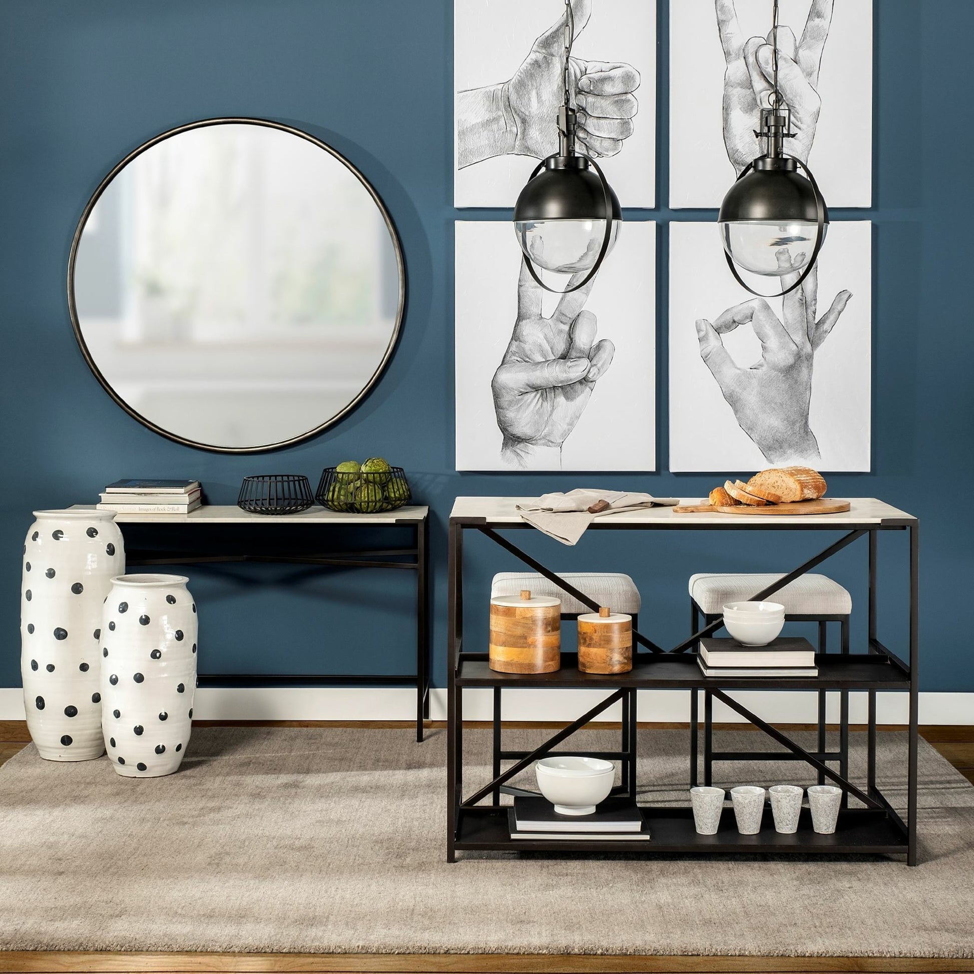 Emilio Slated Bowls Set of Two by Mercana in matte black. Made from unique in a modern style.