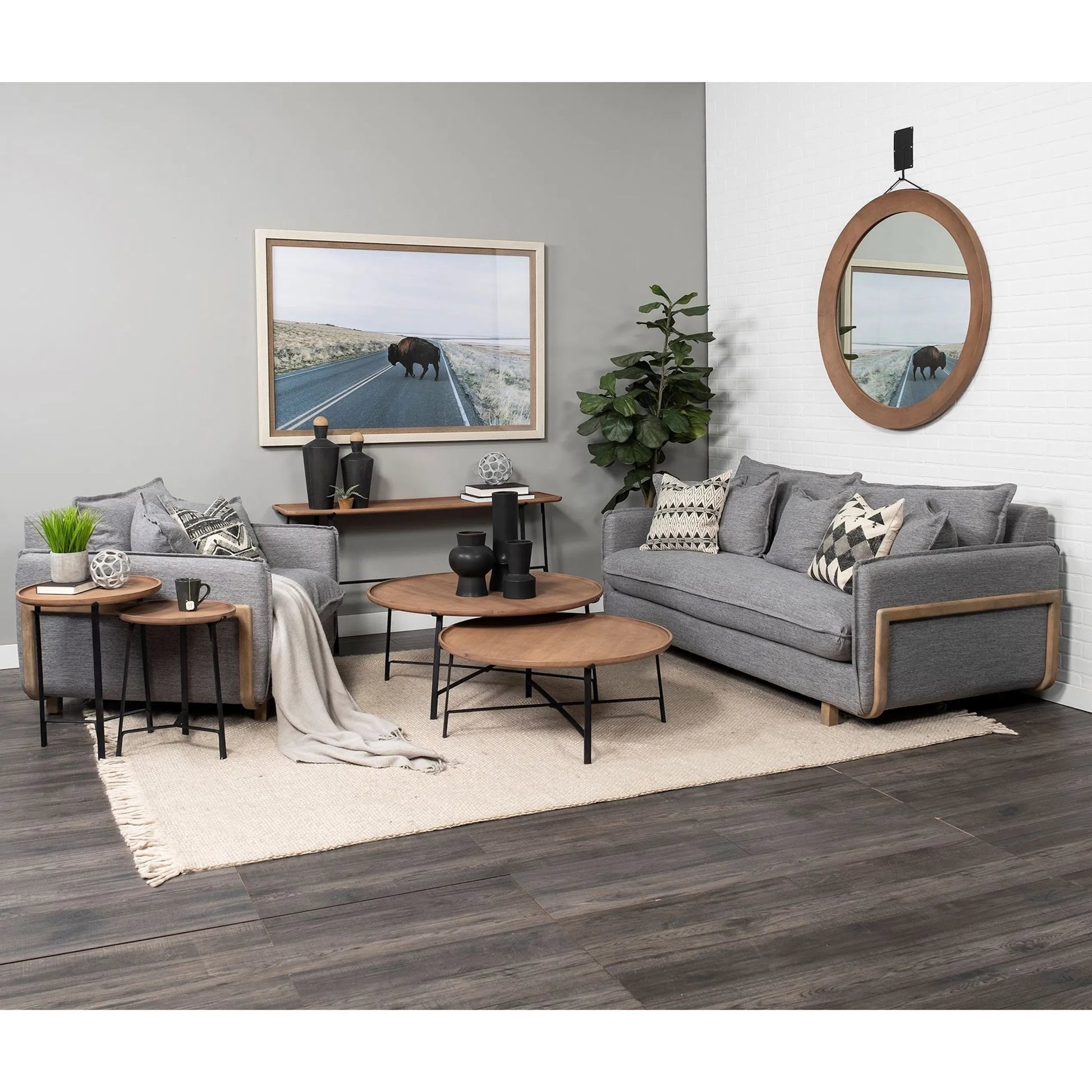 Helios Coffee Table by Mercana in mango wood, natural. Made from unique in a modern style.