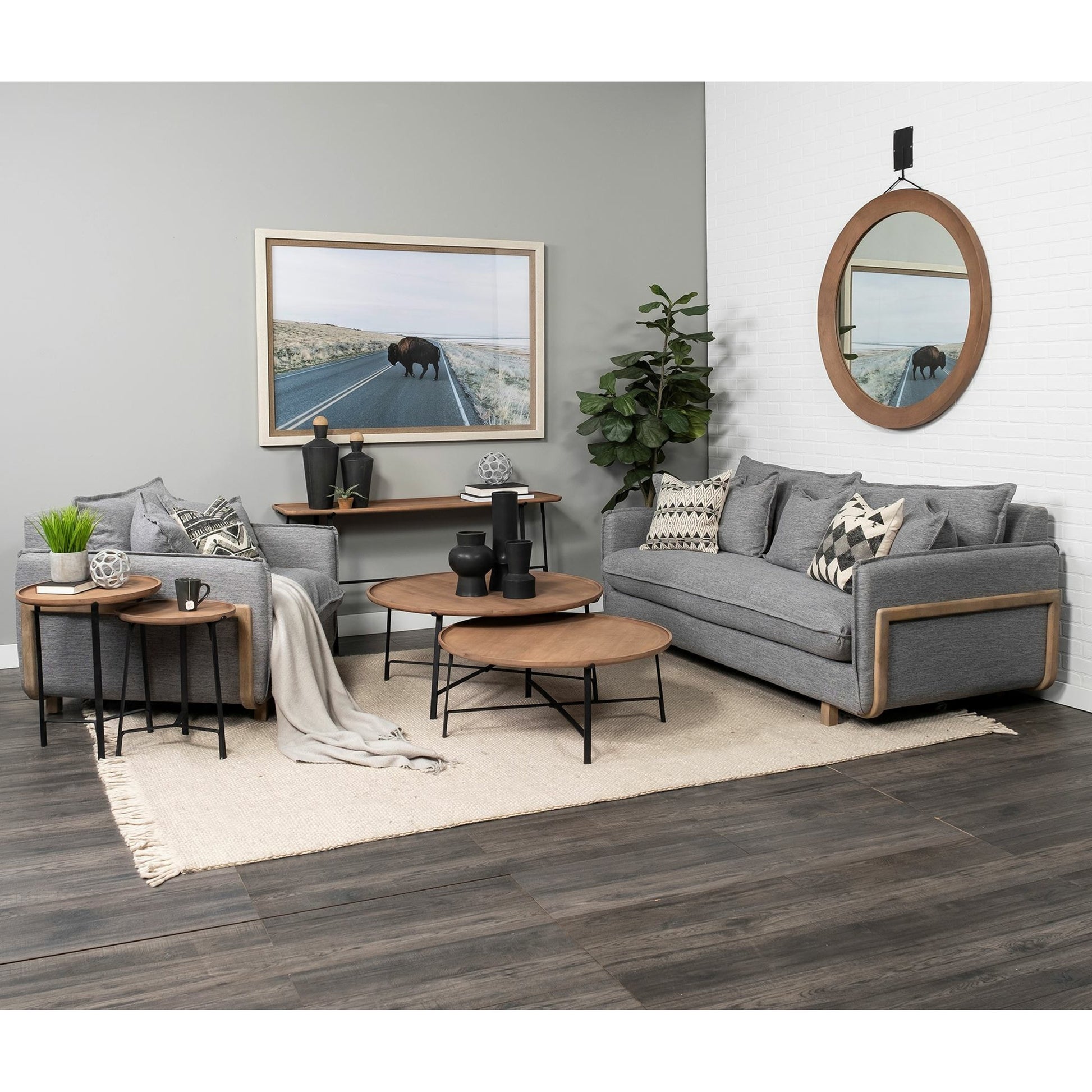 Helios Coffee Table by Mercana in mango wood, natural. Made from unique in a modern style.