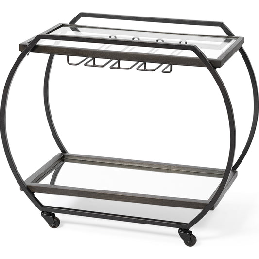 Chriselle Bar Cart by Mercana in black. Made from metal in a unique style.