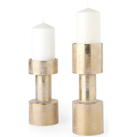 Bolton Table Candle Holders by Mercana in gold. Made from metal in a modern style.