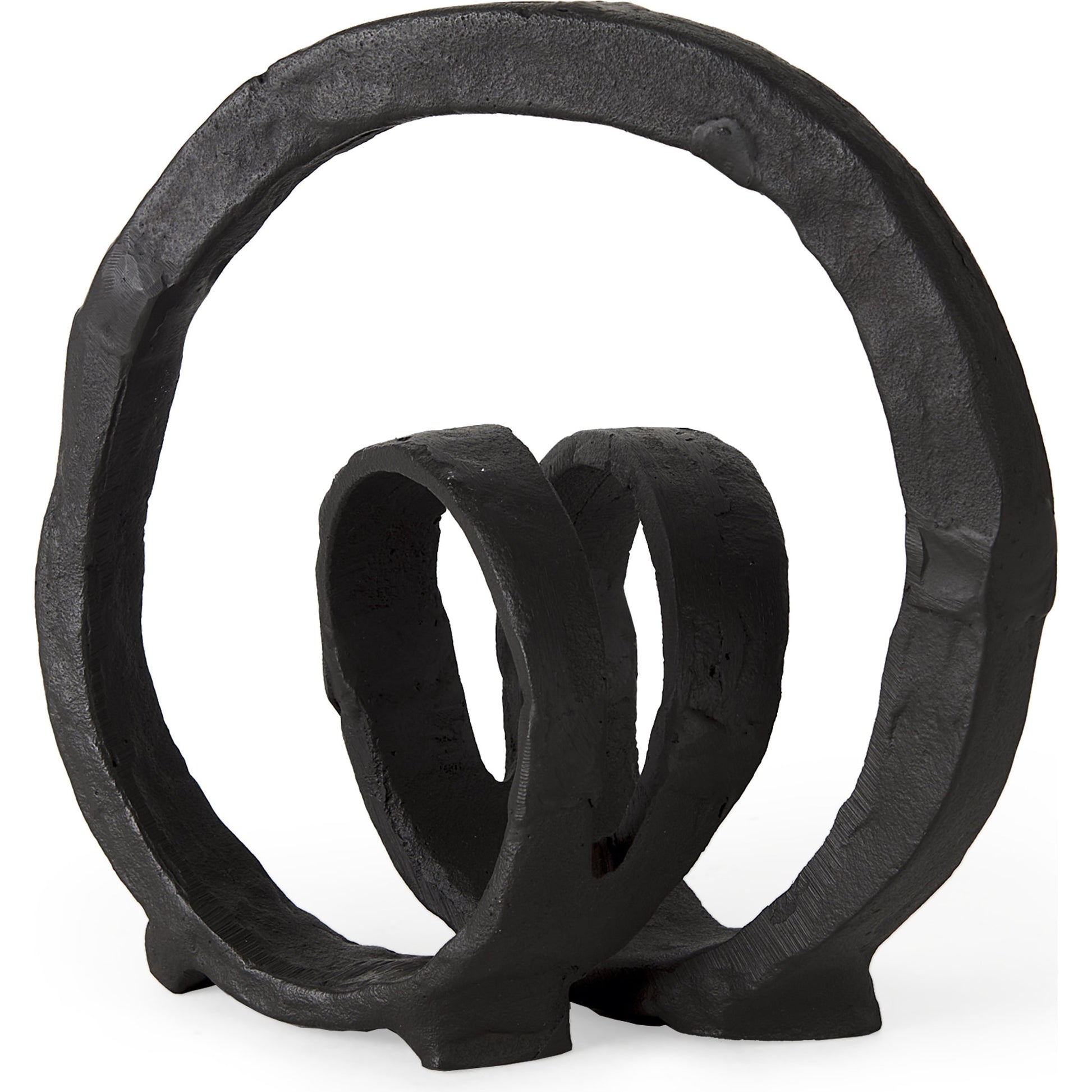 Stanislaw II Infinite Ribbon Sculpture by Mercana in black. Made from metal in a rustic style.