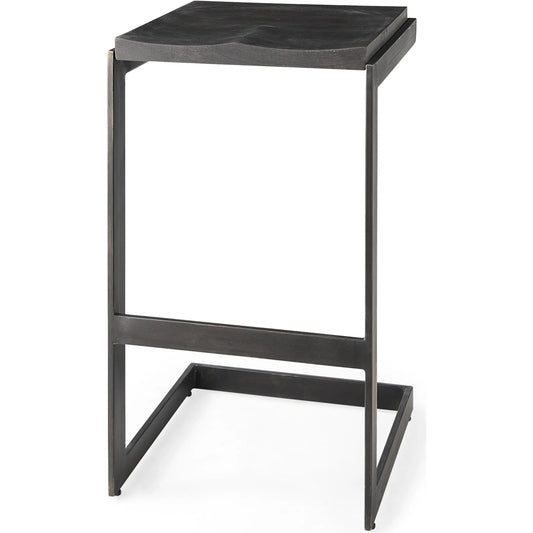 Kiran Wood Seat Bar Stool by Mercana in brown, antique nickel. Made from metal, wood, nickel in a transitional style.