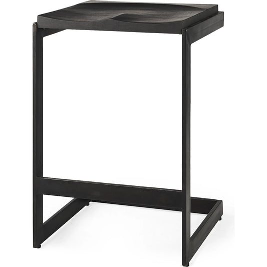 Kiran Wood Seat Counter Stool by Mercana in black, black. Made from unique in a transitional style.