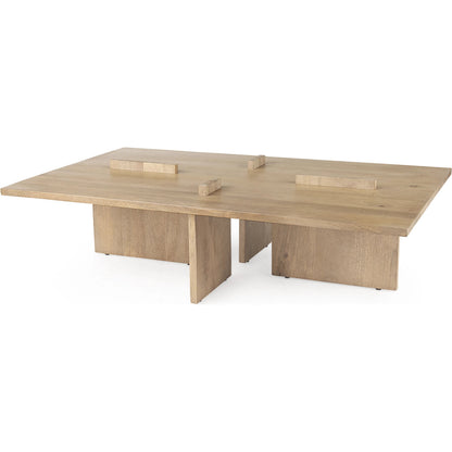 Aida Rectangle Coffee Table by Mercana in brown. Made from solid wood in a transitional style.