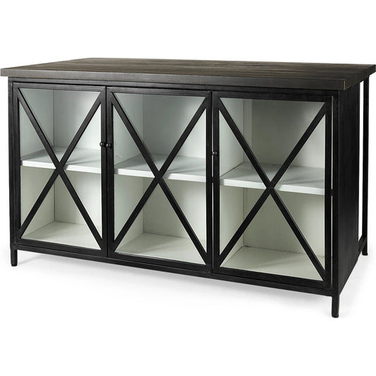 Dimitra Kitchen Island by Mercana in black. Made from solid wood in a unique style.