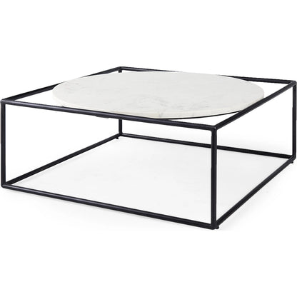 Austen Coffee Table by Mercana in black, white. Made from metal, marble in a modern style.