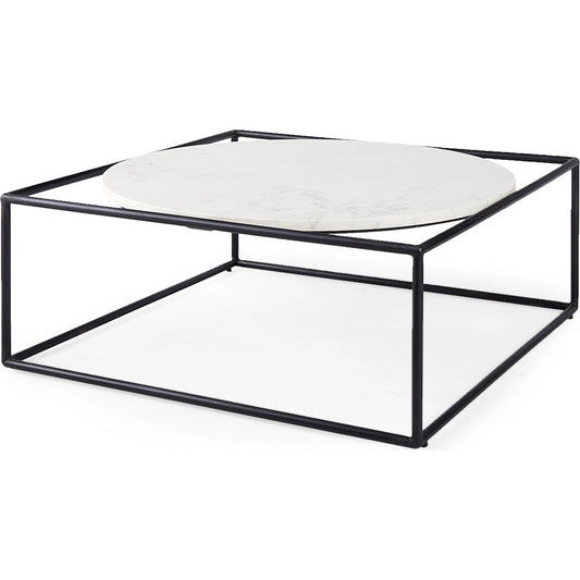 Austen Coffee Table by Mercana in black, white. Made from metal, marble in a unique style.