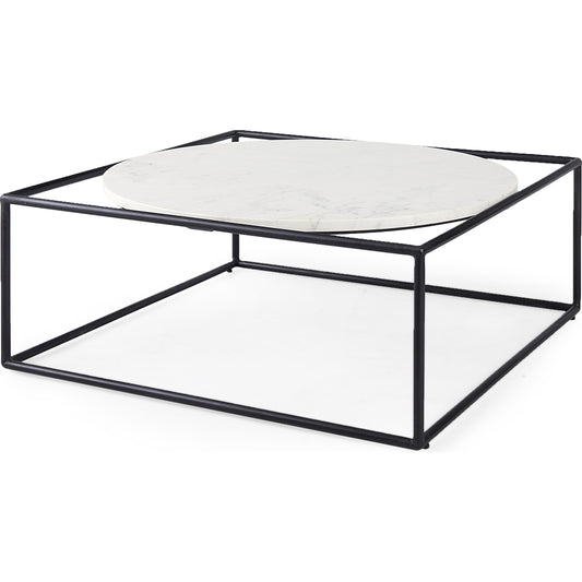Austen Coffee Table by Mercana in black, white. Made from metal, marble in a unique style.