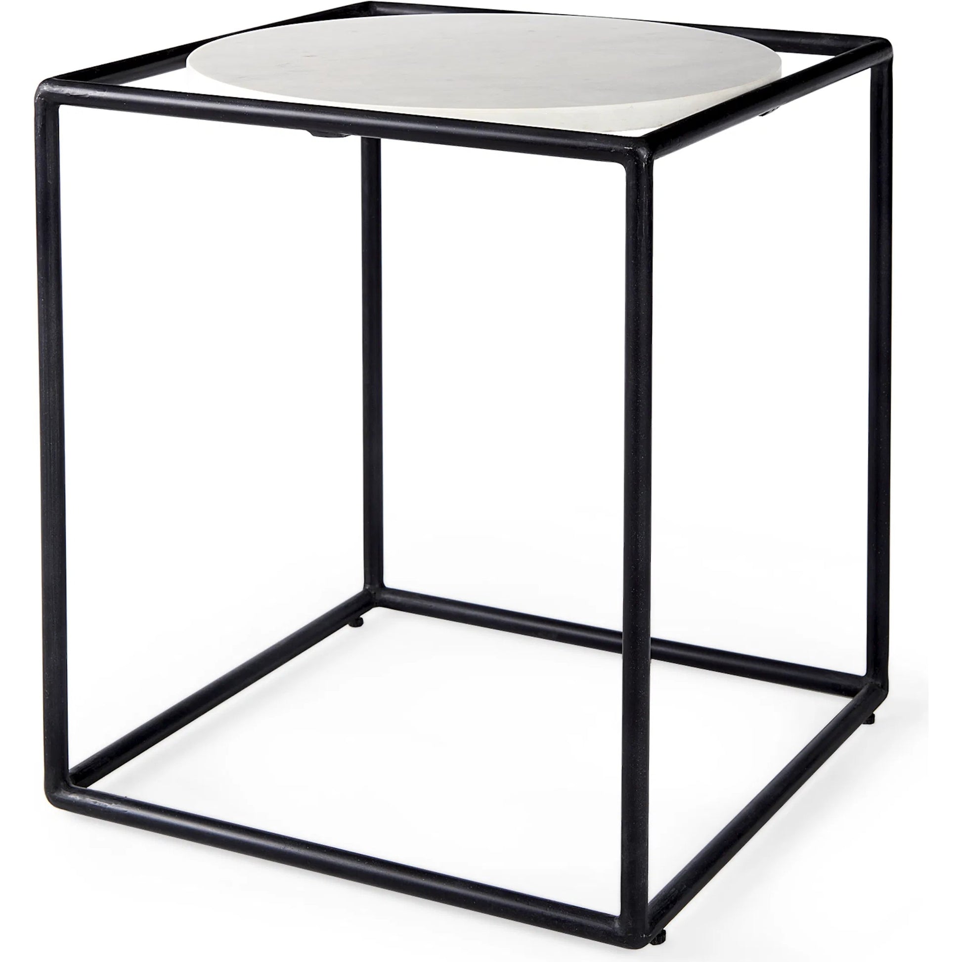 Austen End/Side Table by Mercana in black, white. Made from metal, marble in a modern style.