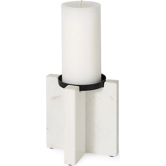 027 None | Unknown | Sophia Candle Holder by Mercana in white. Made from marble in a unique style.