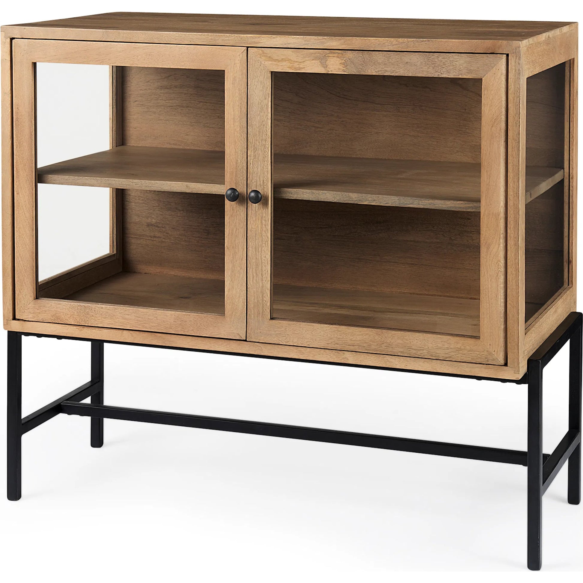 Arelius Accent Cabinet by Mercana. Made from glass, solid wood, steel in a modern style.