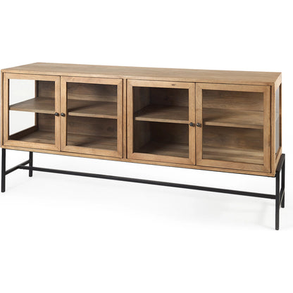 Arelius Sideboard by Mercana. Made from glass, solid wood, steel in a modern style.