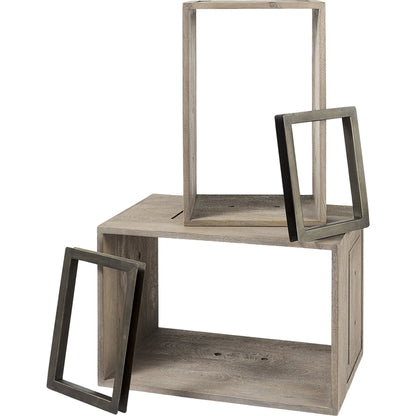 Simul Shelving Unit by Mercana in light brown. Made from wood in a coastal style.