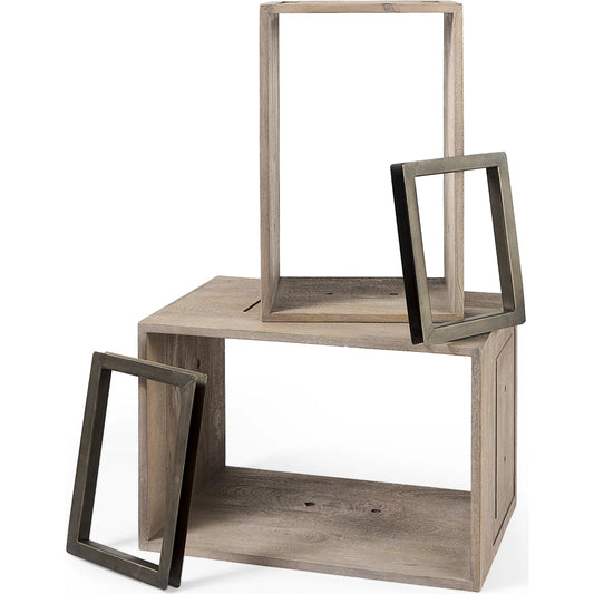 Simul Shelving Unit by Mercana in light brown. Made from wood in a unique style.