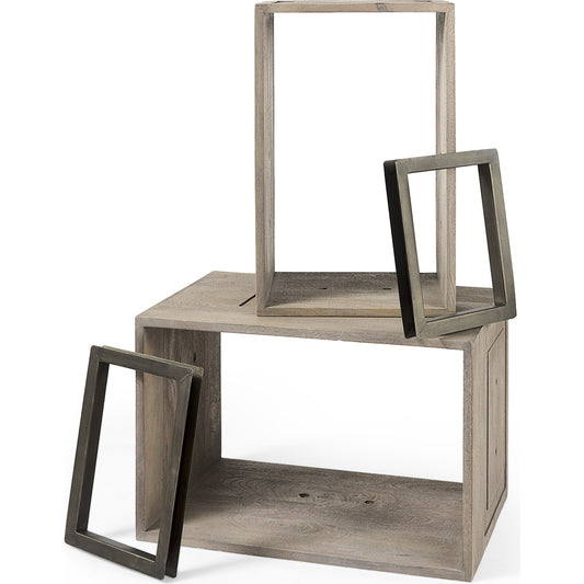 Simul Shelving Unit by Mercana in light brown. Made from wood in a unique style.