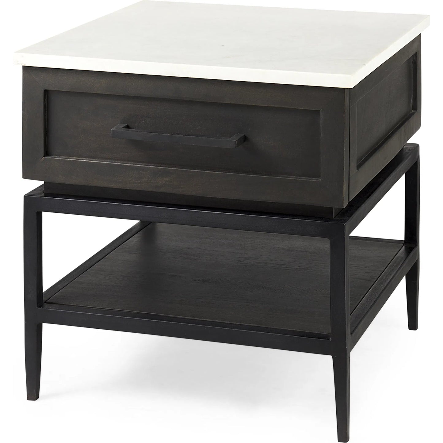 042 SI-1717962 | Primary Silo | Divina End/Side Table by Mercana in dark brown. Made from metal, wood, marble in a modern style.