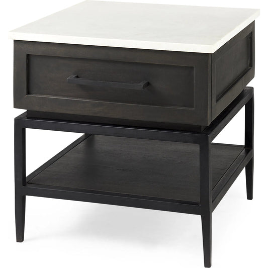 Divina End/Side Table by Mercana in dark brown. Made from metal, wood, marble in a unique style.
