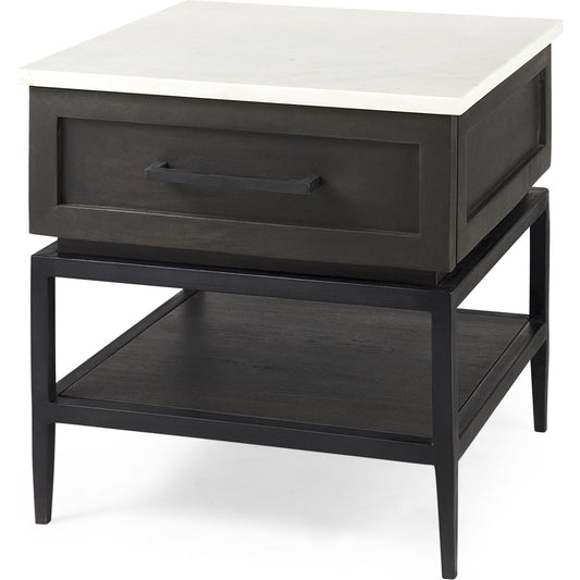 Divina End/Side Table by Mercana in dark brown. Made from metal, wood, marble in a unique style.