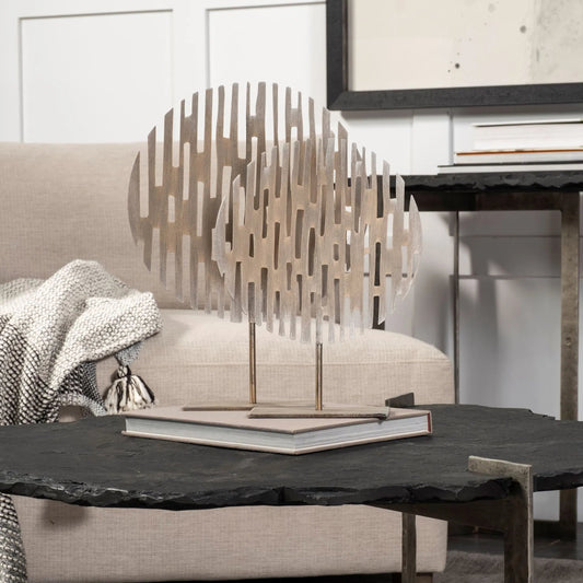 Ezra Circular Decorative Object by Mercana in champagne. Made from unique in a eclectic & global style.