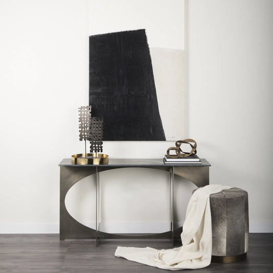 Cusco I Geometric Decorative Object by Mercana in antiqued gold. Made from unique in a eclectic & global style.